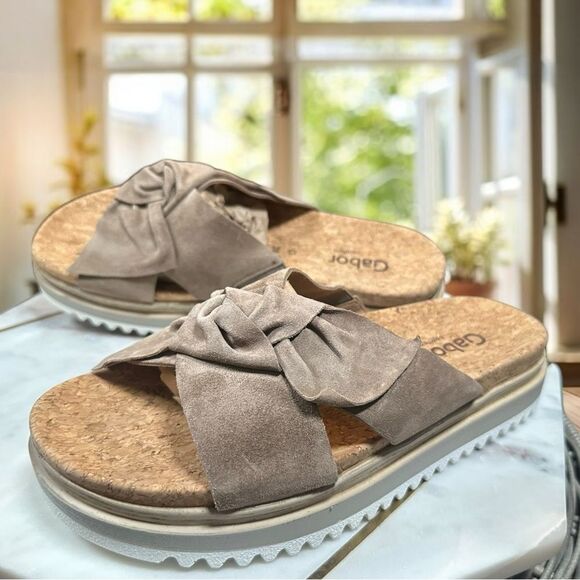 GABOR 82.851 Suede Sesame Platform Slip-on Slide Size 39 US 8.5 - Picture 3 of 15